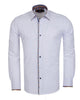 White dress shirt with colorful trim on a white background
