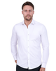 White Cotton Plain Muscle fit Stretch Shirt-Makrom