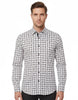 White Dashed Line Check Print Shirt-Makrom