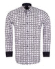 White Dashed Line Check Print Shirt-Makrom