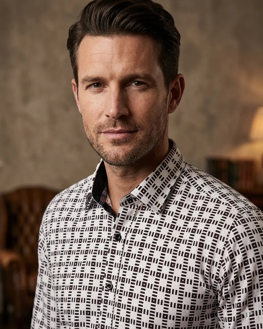 White-Dashed-Line-Check-Print-Shirt-Print-Shirt-9