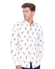 White Deer Print Men's Christmas Shirt with Matching Handkerchief-Makrom