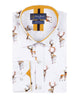 White Deer Print Men's Christmas Shirt with Matching Handkerchief-Makrom