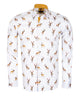 White Deer Print Men's Christmas Shirt with Matching Handkerchief-Makrom