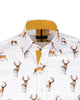 White Deer Print Men's Christmas Shirt with Matching Handkerchief-Makrom