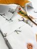 White Deer Print Men's Christmas Shirt with Matching Handkerchief-Makrom