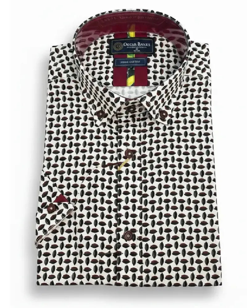 White Dot Print Short Sleeve Shirt-Makrom