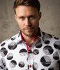 White Dotted Moon Print Men's Shirt