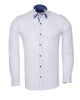 White Dress Shirt with Checked Inner Collar and Cuff Detail