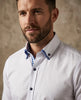 White Dress Shirt with Checked Inner Collar and Cuff Detail