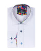 White Dress Shirt with Colorful Inner Collar and Cuff Detail-Makrom
