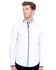 White Fashion Shirt with Classic Collar Tip Design-Makrom