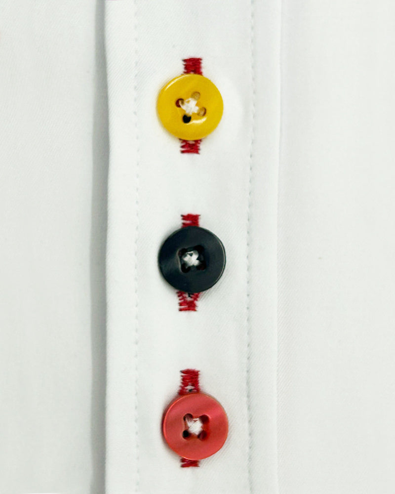 White Fashion Shirt with Colourful Collar Tip Design-Makrom