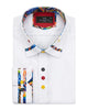 White Fashion Shirt with Colourful Collar Tip Design