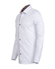 White Fashion Shirt with Multicolour Collar Tip Design-Makrom