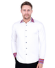 White Fashion Shirt with Stripe Collar Tip Design-Makrom
