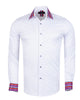 White Fashion Shirt with Stripe Collar Tip Design-Makrom