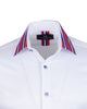 White Fashion Shirt with Stripe Collar Tip Design-Makrom