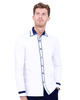 White Fashion Shirt with Stripe & Tartan Collar Tip Design-Makrom