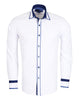 White Fashion Shirt with Stripe & Tartan Collar Tip Design-Makrom