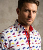White Feather Print with Matching Handkerchief