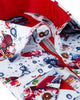 White Festive Santa Print Shirt with Matching Handkerchief-Makrom