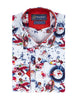 White Festive Santa Print Shirt with Matching Handkerchief-Makrom