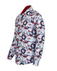 White Festive Santa Print Shirt with Matching Handkerchief-Makrom