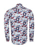 White Festive Santa Print Shirt with Matching Handkerchief-Makrom