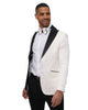 White Floral Blazer with Contrasting Lapel-Makrom