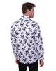 White Floral Print Men's Shirt-Makrom