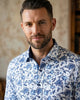 White Floral Print Shirt with Matching Handkerchief-Makrom