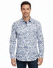 White Floral Print Shirt with Matching Handkerchief-Makrom