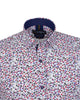 White Floral Print Short Sleeve Shirt-Makrom