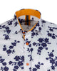 White Floral Print Short Sleeve Shirt-Makrom