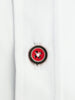 White Flower Insert Detail Short Sleeve Shirt-Makrom