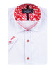 White Flower Insert Detail Short Sleeve Shirt-Makrom