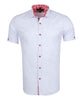 White Flower Insert Detail Short Sleeve Shirt-Makrom