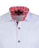 White Flower Insert Detail Short Sleeve Shirt-Makrom