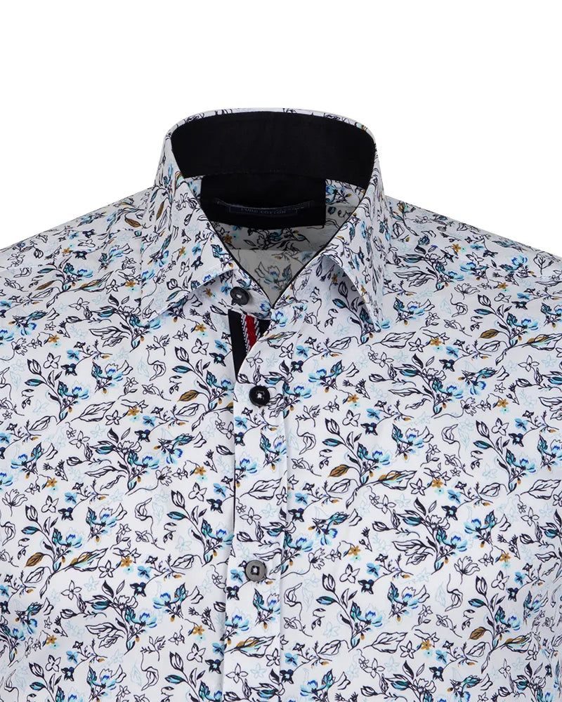 Floral patterned shirt on a white background