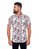 White Flower Print Short Sleeve Shirt-Makrom