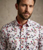 White Flowers Print Shirt with Matching Handkerchief