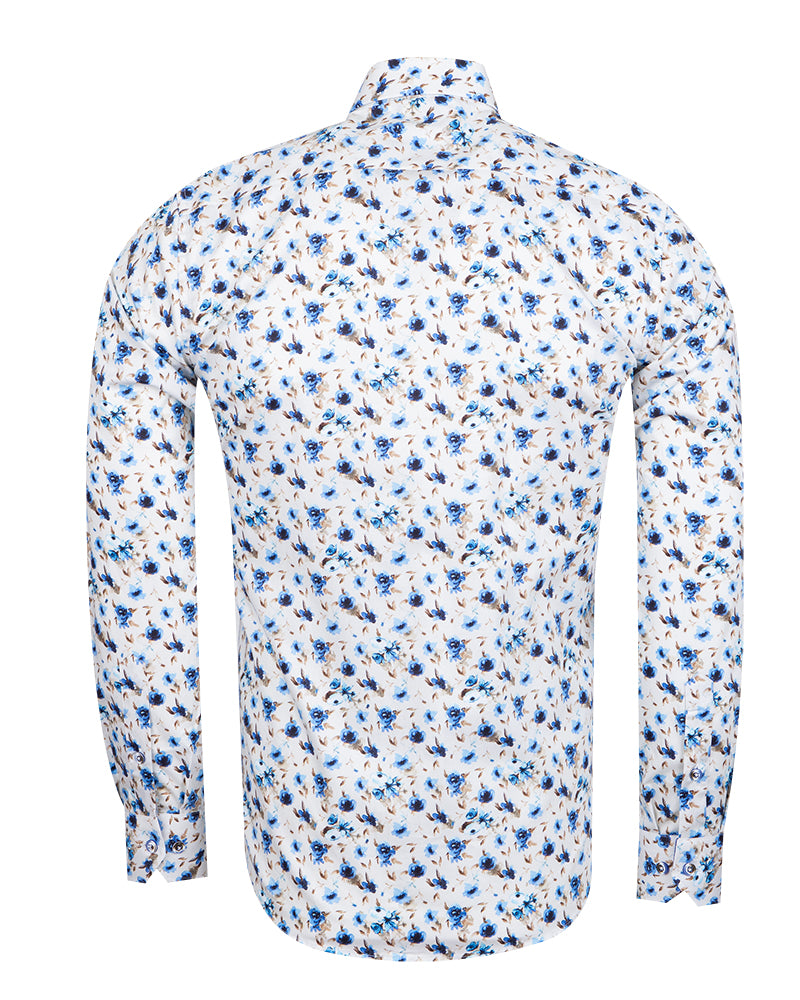 White Flowery Print with Matching Handkerchief-Makrom