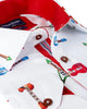 White Guitar Print Shirt with Matching Handkerchief-Makrom