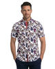 White Guitar and Skull Print Short Sleeve Shirt-Makrom