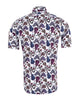White Guitar and Skull Print Short Sleeve Shirt-Makrom