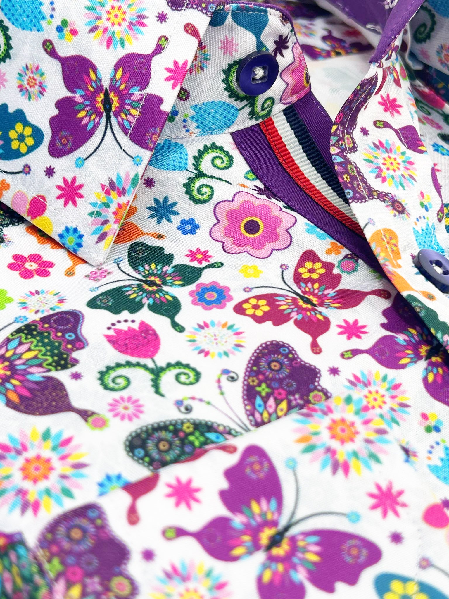 White Hippy Butterfly Design Men's Shirt-Makrom