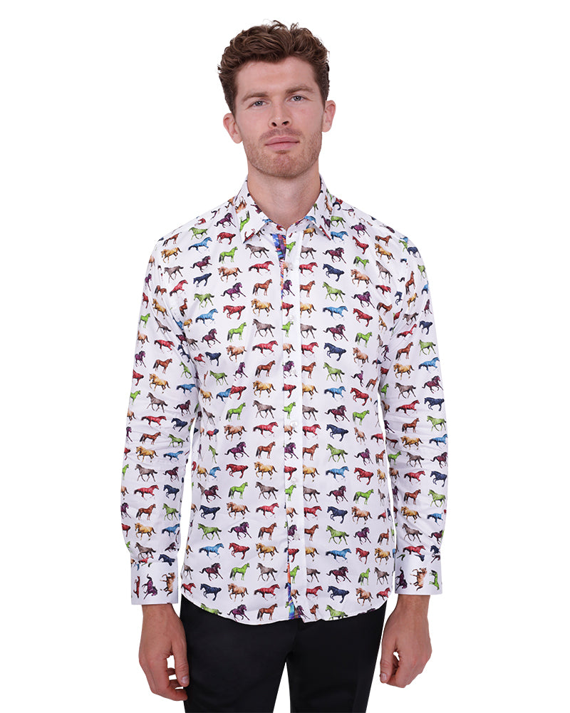 White Horse Print with Matching Handkerchief-Makrom