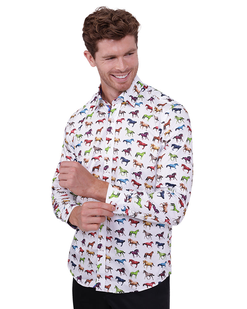 White Horse Print with Matching Handkerchief-Makrom