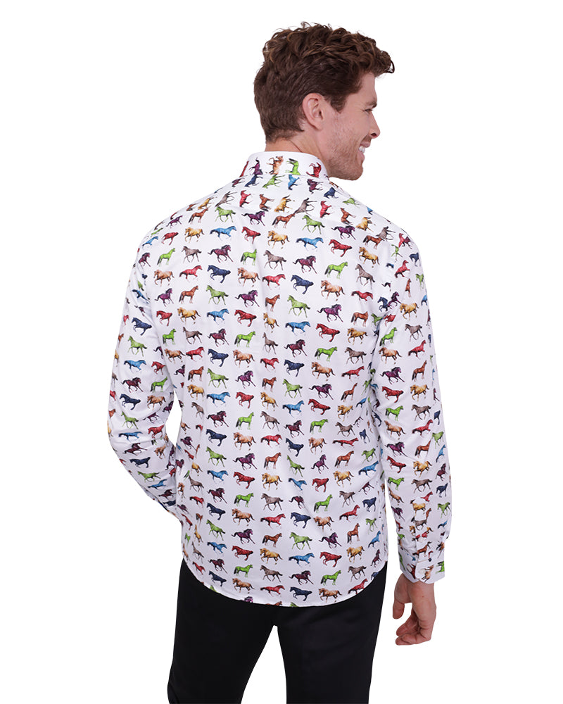 White Horse Print with Matching Handkerchief-Makrom